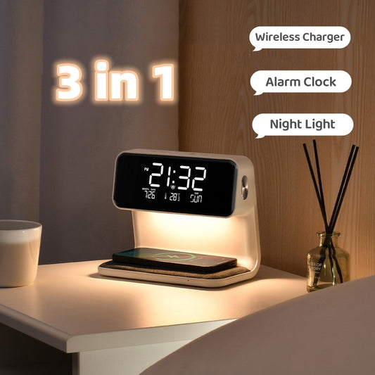 Bedside Lamp Wireless Charging LCD Screen Wireless Phone Charger